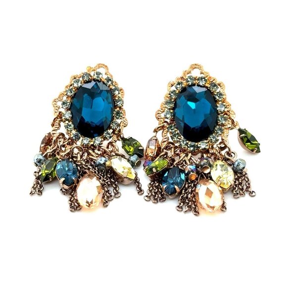 Gorgeous Multi Stone Chain Earrings - Picture 1 of 8